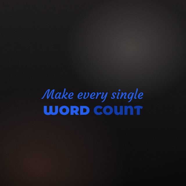 The Postcard caption style on the line “Make every single word count”